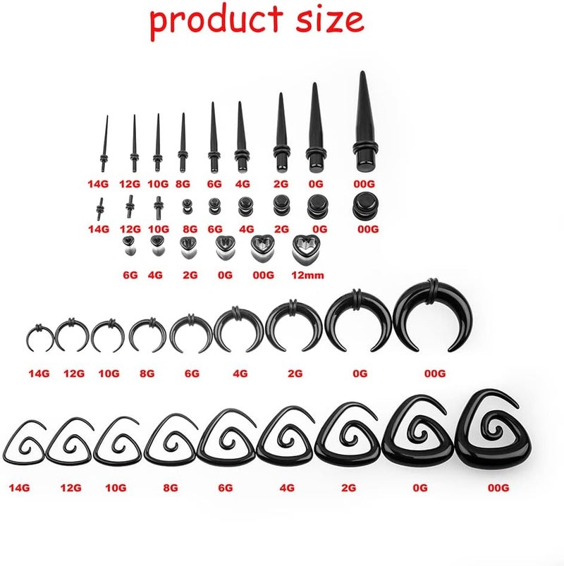 Linkning Store Ear Stretching Kit 84 PCS Spiral Taper Gauges Heart Tunnels Plugs Acrylic Expander Sets14G-00G Body piercing jewelry for ears - Image 3